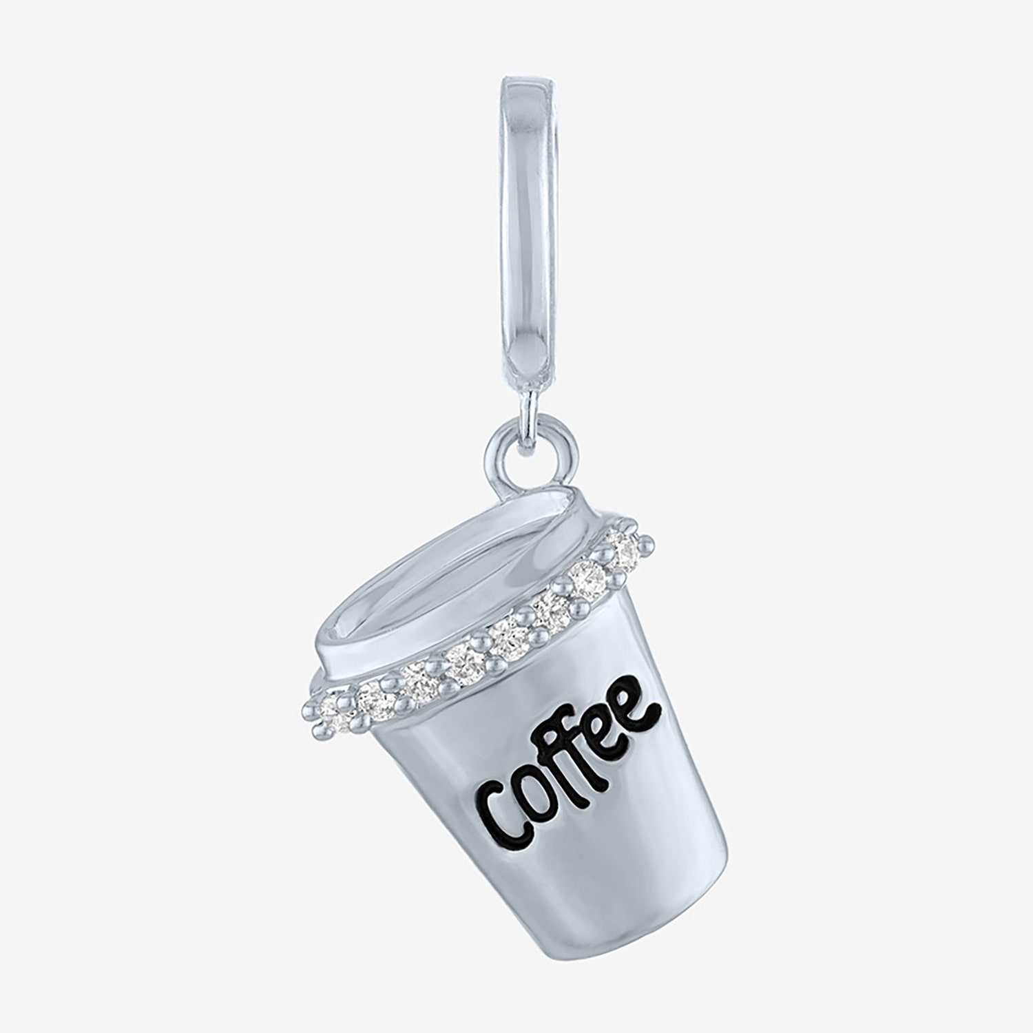 Charmed by Diamond Addiction Diamond Accent Coffee (G-H / Si2- I1) White Diamond Accent 14K Gold Over Silver Charm