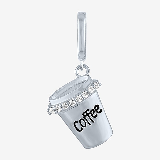 Charmed by Diamond Addiction Diamond Accent Coffee (G-H / Si2- I1) White Diamond Accent 14K Gold Over Silver Charm
