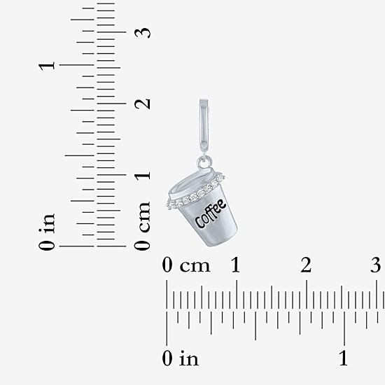 Charmed by Diamond Addiction Diamond Accent Coffee (G-H / Si2- I1) White Diamond Accent 14K Gold Over Silver Charm