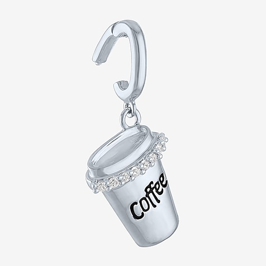 Charmed by Diamond Addiction Diamond Accent Coffee (G-H / Si2- I1) White Diamond Accent 14K Gold Over Silver Charm