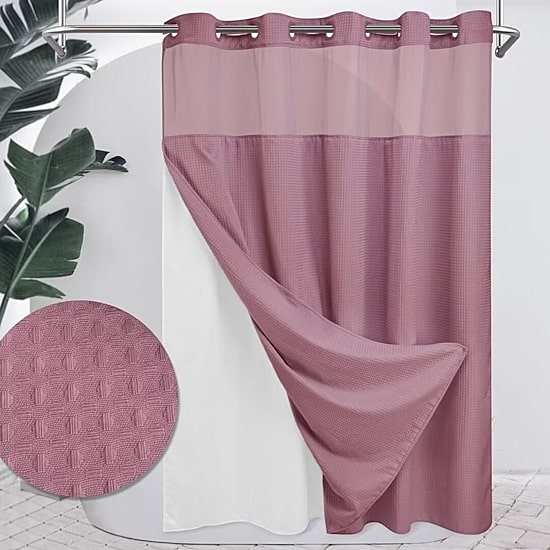 Awesome Home™ No Hook Waffle Snap-In Liner Shower Curtain