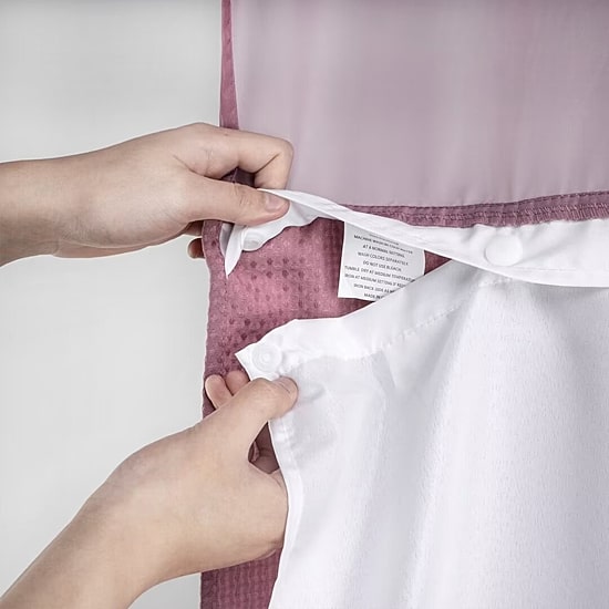 Awesome Home™ No Hook Waffle Snap-In Liner Shower Curtain