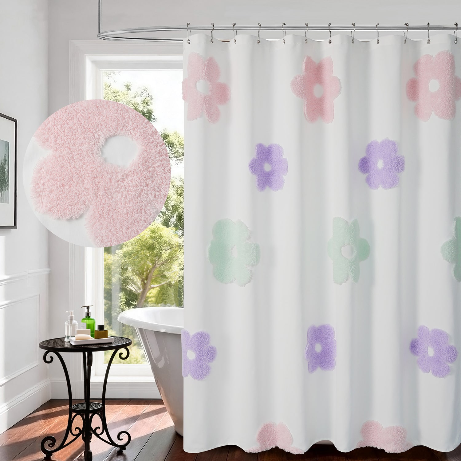 Awesome Home™ Tufted Flower Shower Curtain