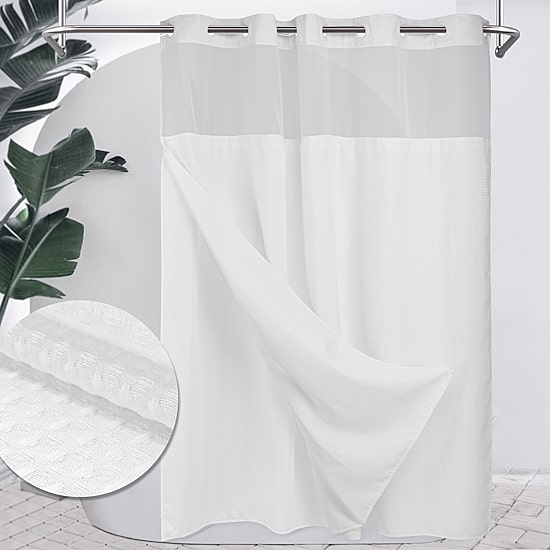 Awesome Home™ No Hook Waffle Snap-In Liner Shower Curtain
