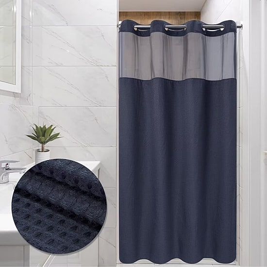 Awesome Home™ No Hook Waffle Snap-In Liner Shower Curtain