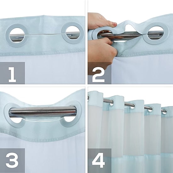 Awesome Home™ No Hook Slub Linen Texture Peva Snap-In Liner Shower Curtain