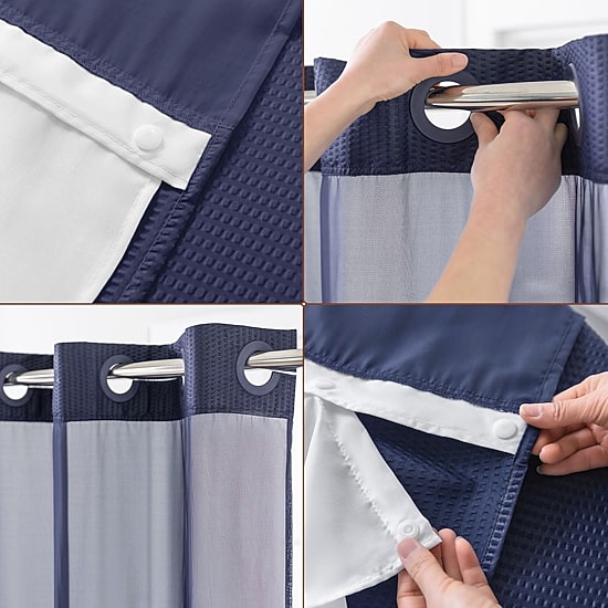 Awesome Home™ No Hook Embossed Snap-In Liner Shower Curtain