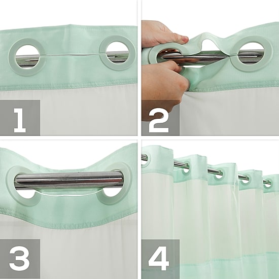 Awesome Home™ No Hook Slub Linen Texture Peva Snap-In Liner Shower Curtain