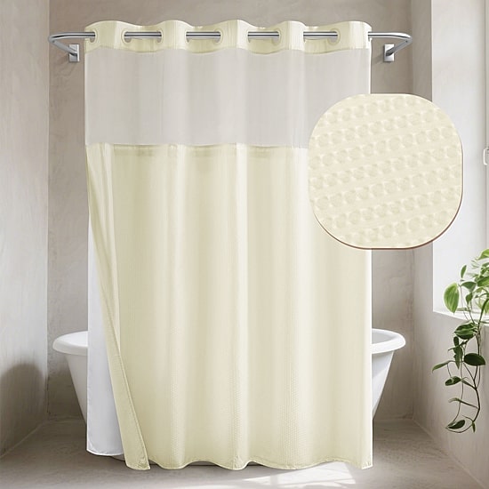 Awesome Home™ No Hook Embossed Snap-In Liner Shower Curtain