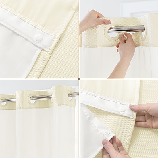 Awesome Home™ No Hook Embossed Snap-In Liner Shower Curtain
