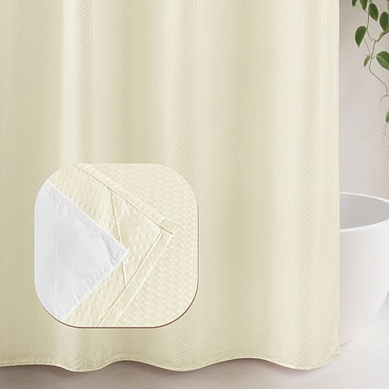Awesome Home™ No Hook Embossed Snap-In Liner Shower Curtain