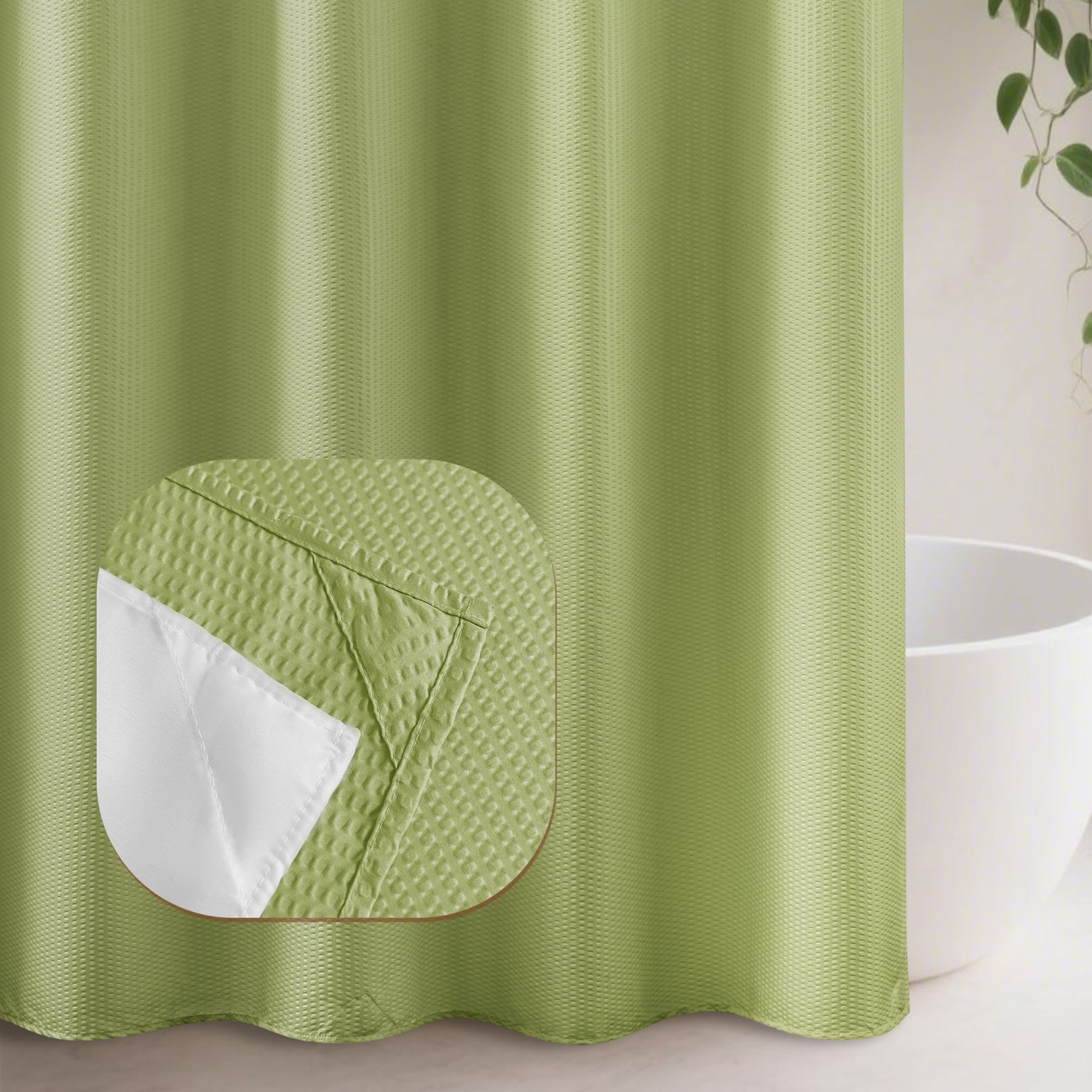 Awesome Home™ No Hook Embossed Snap-In Liner Shower Curtain