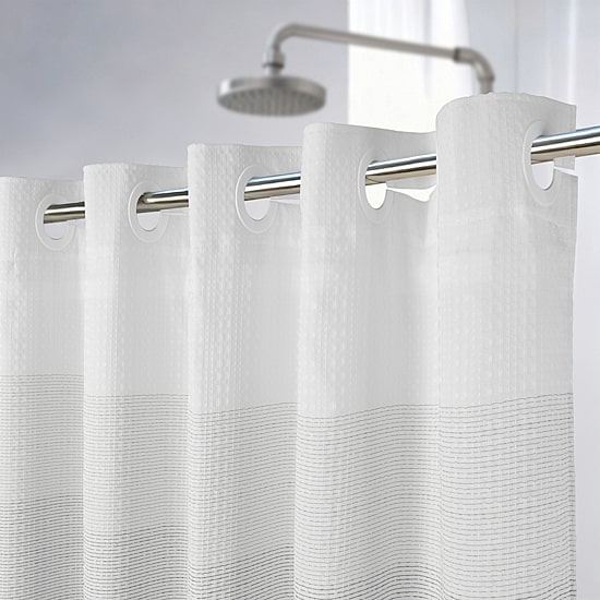 Awesome Home™ No Hook Ombre Waffle Snap-In Liner Shower Curtain