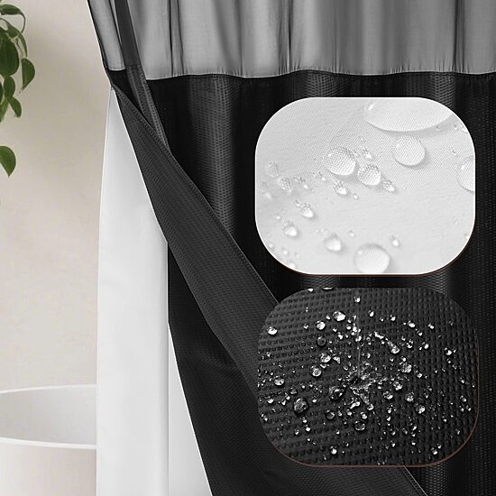 Awesome Home™ No Hook Embossed Snap-In Liner Shower Curtain