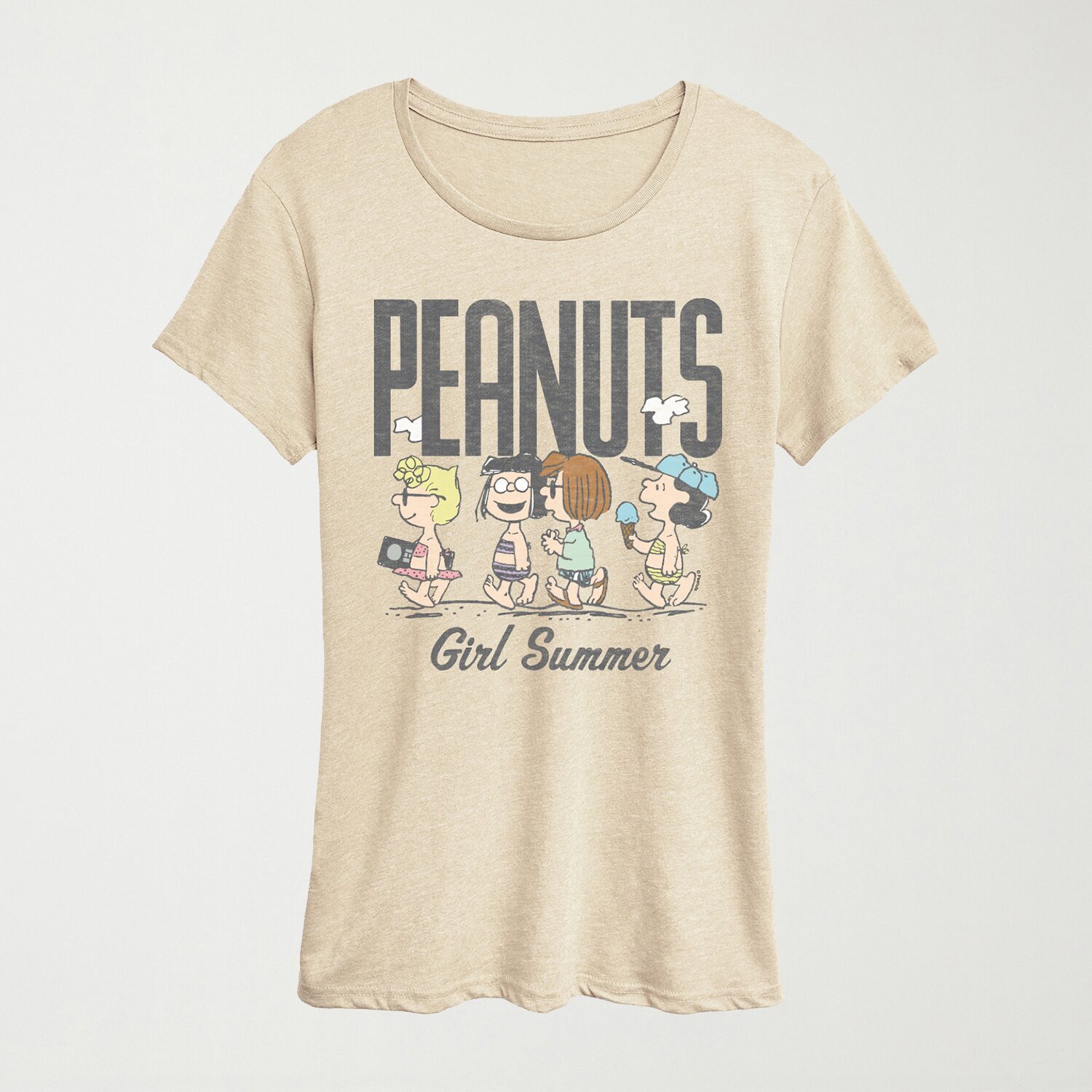 Womens Crew Neck Short Sleeve Regular Fit Peanuts Graphic T-Shirt