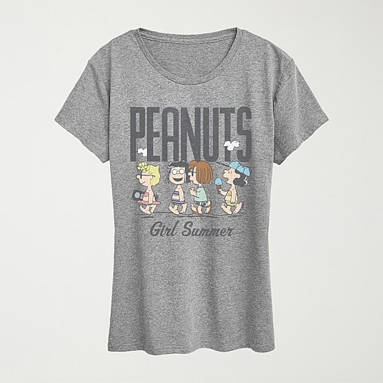 Womens Crew Neck Short Sleeve Regular Fit Peanuts Graphic T-Shirt