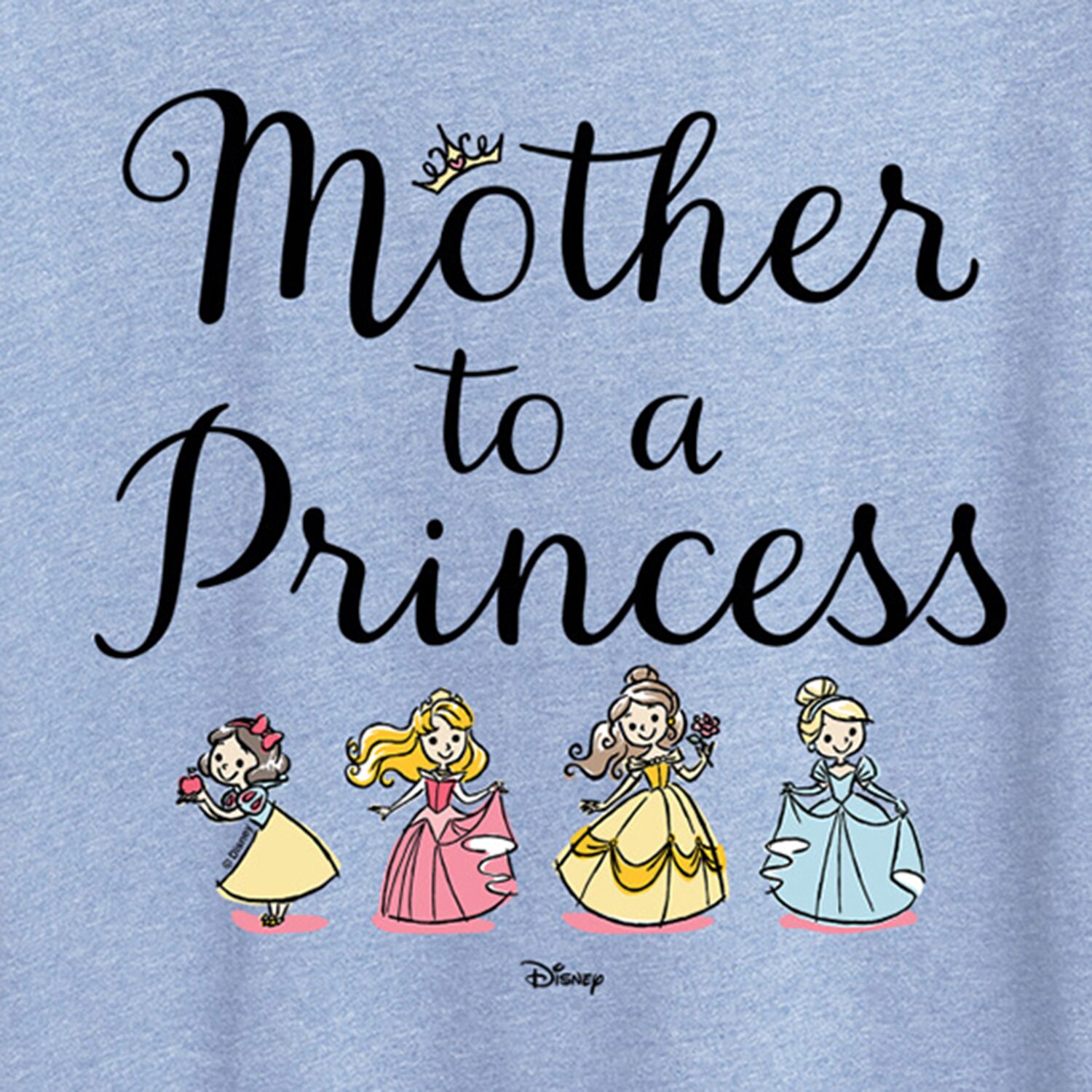 Womens Crew Neck Short Sleeve Regular Fit Princess Graphic T-Shirt
