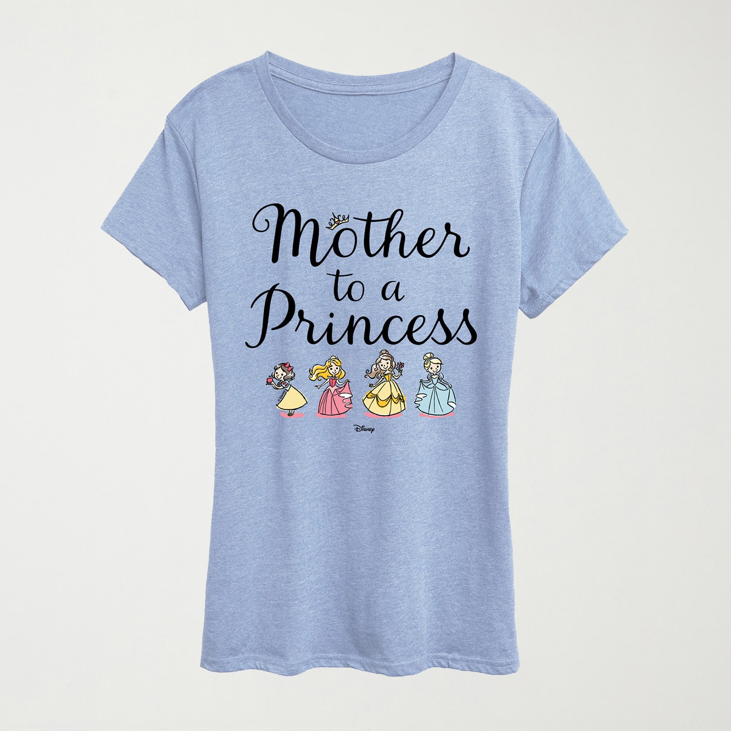 Womens Crew Neck Short Sleeve Regular Fit Princess Graphic T-Shirt