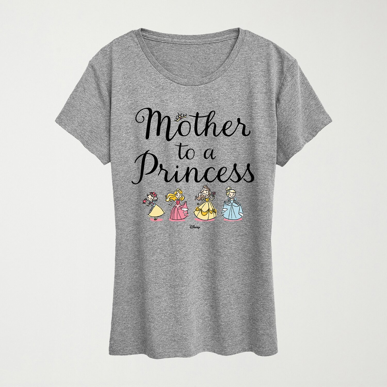 Womens Crew Neck Short Sleeve Regular Fit Princess Graphic T-Shirt