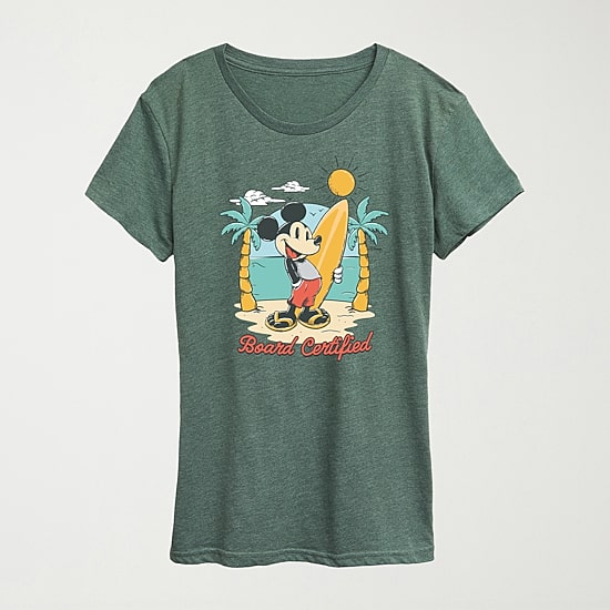 Womens Crew Neck Short Sleeve Regular Fit Mickey Mouse Graphic T-Shirt
