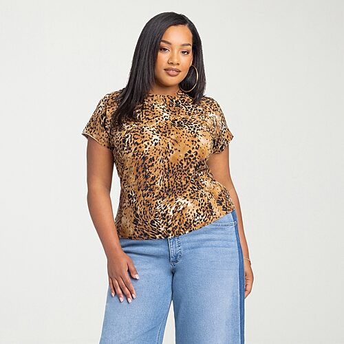 Js Jessica Simpson Womens Plus Crew Neck Short Sleeve T-shirt In Beige