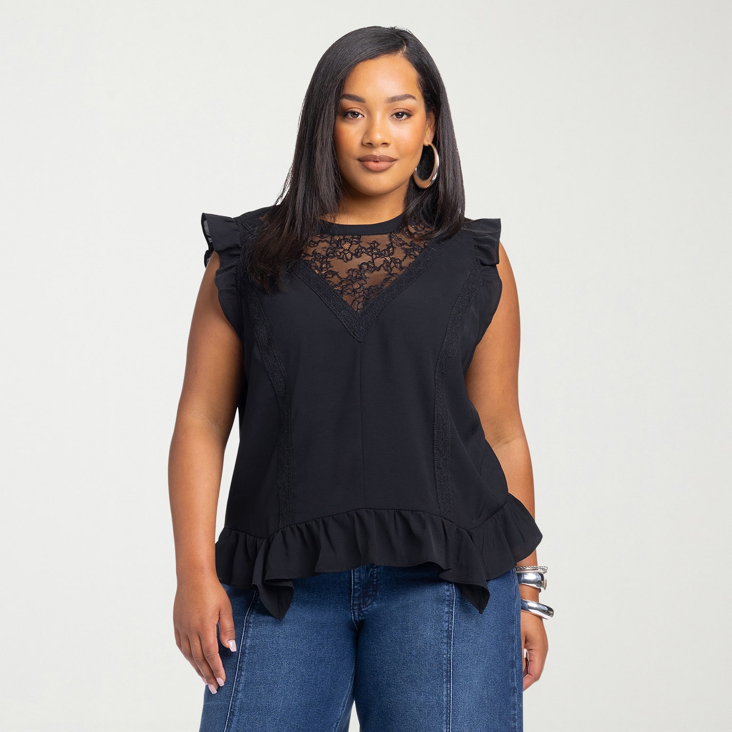 JS Jessica Simpson Womens Plus Round Neck Short Sleeve Blouse