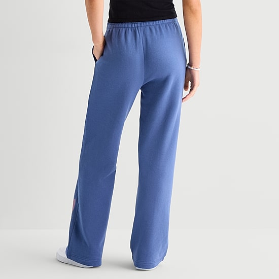 Stitch Womens Juniors Wide Leg Mid Rise Sweatpant