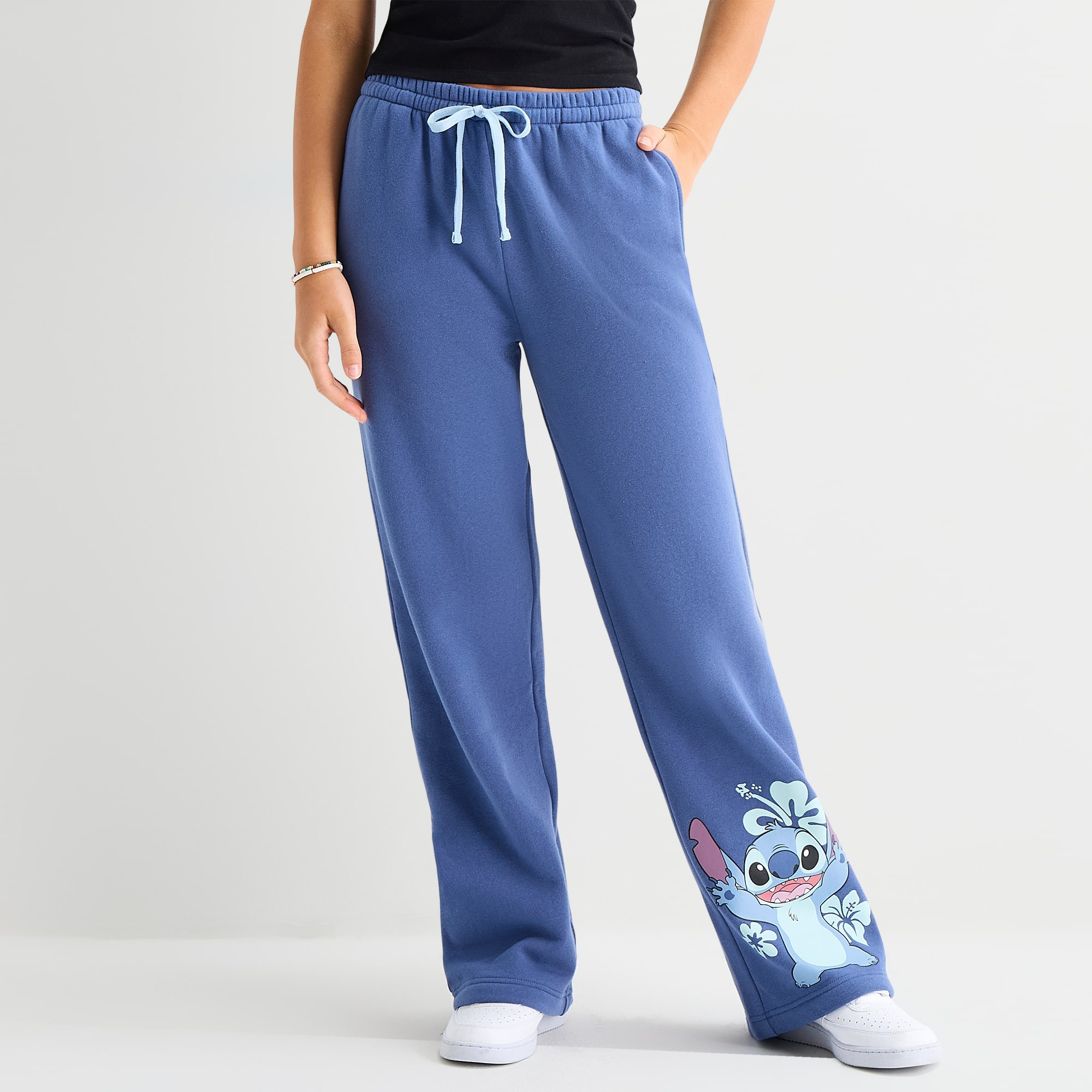 Stitch Sweatpant Womens Juniors Wide Leg Mid Rise Fleece
