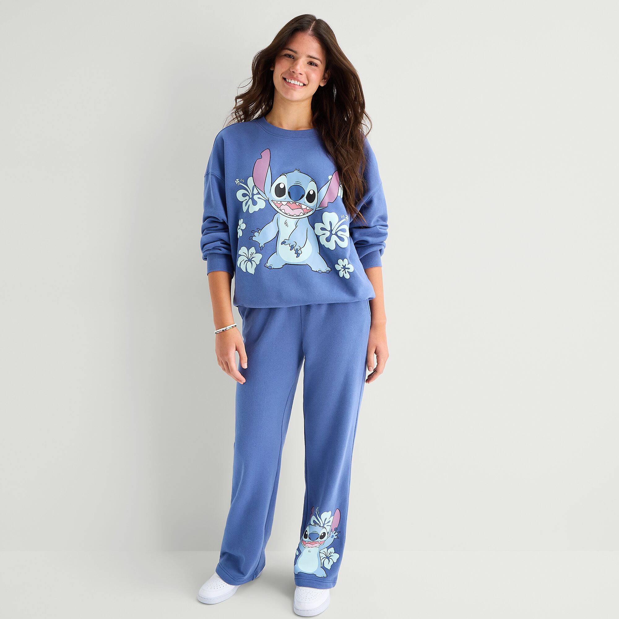Stitch Crew Fleece Womens Juniors Neck Long Sleeve Sweatshirt