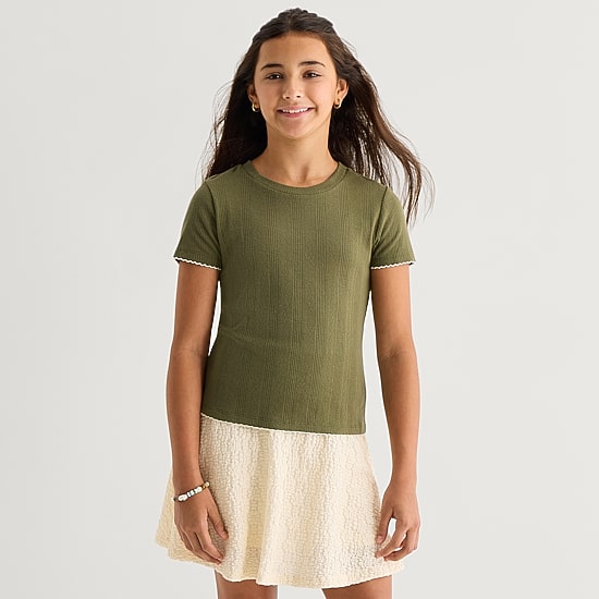 Thereabouts Little & Big Kid Girls Crew Neck Short Sleeve T-Shirt