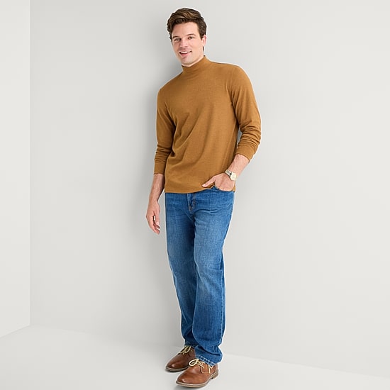 St. John's Bay Interlock Mens Long Sleeve Mock Neck Top