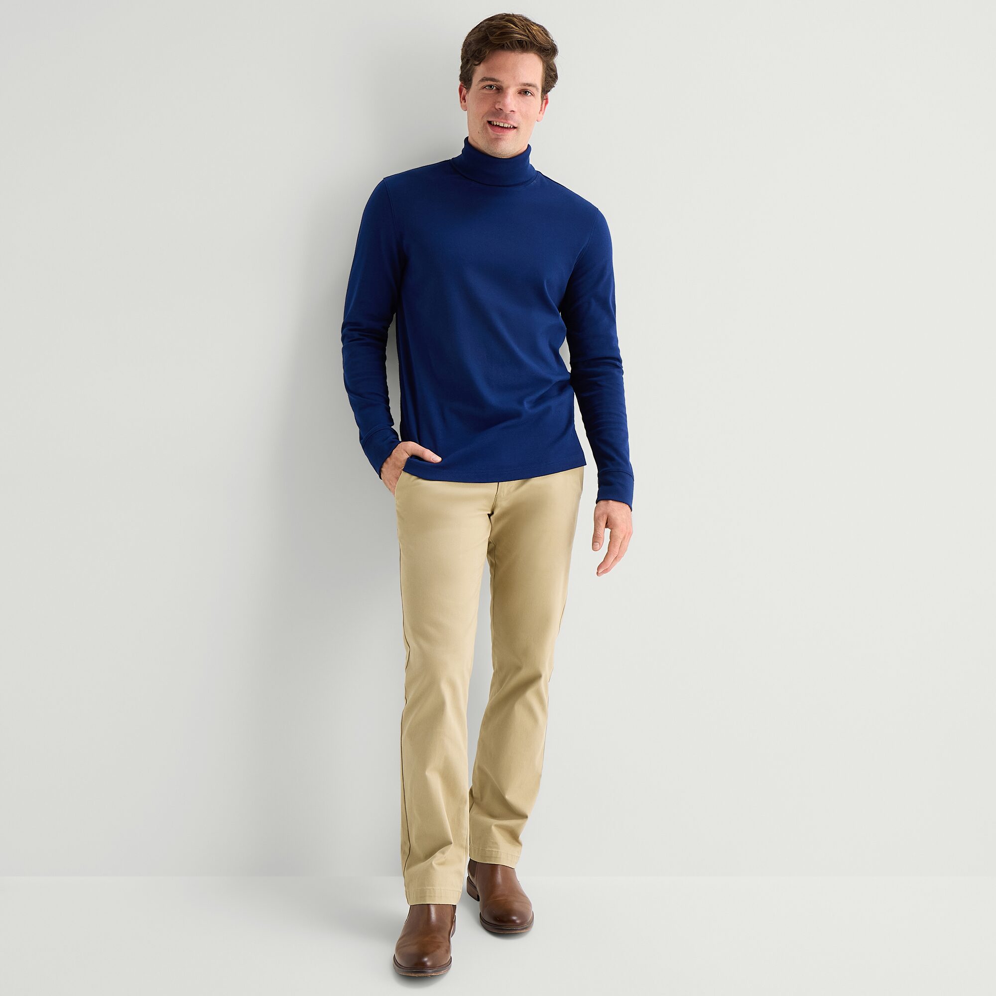 St. John's Bay Interlock Mens Long Sleeve Classic Fit Turtleneck