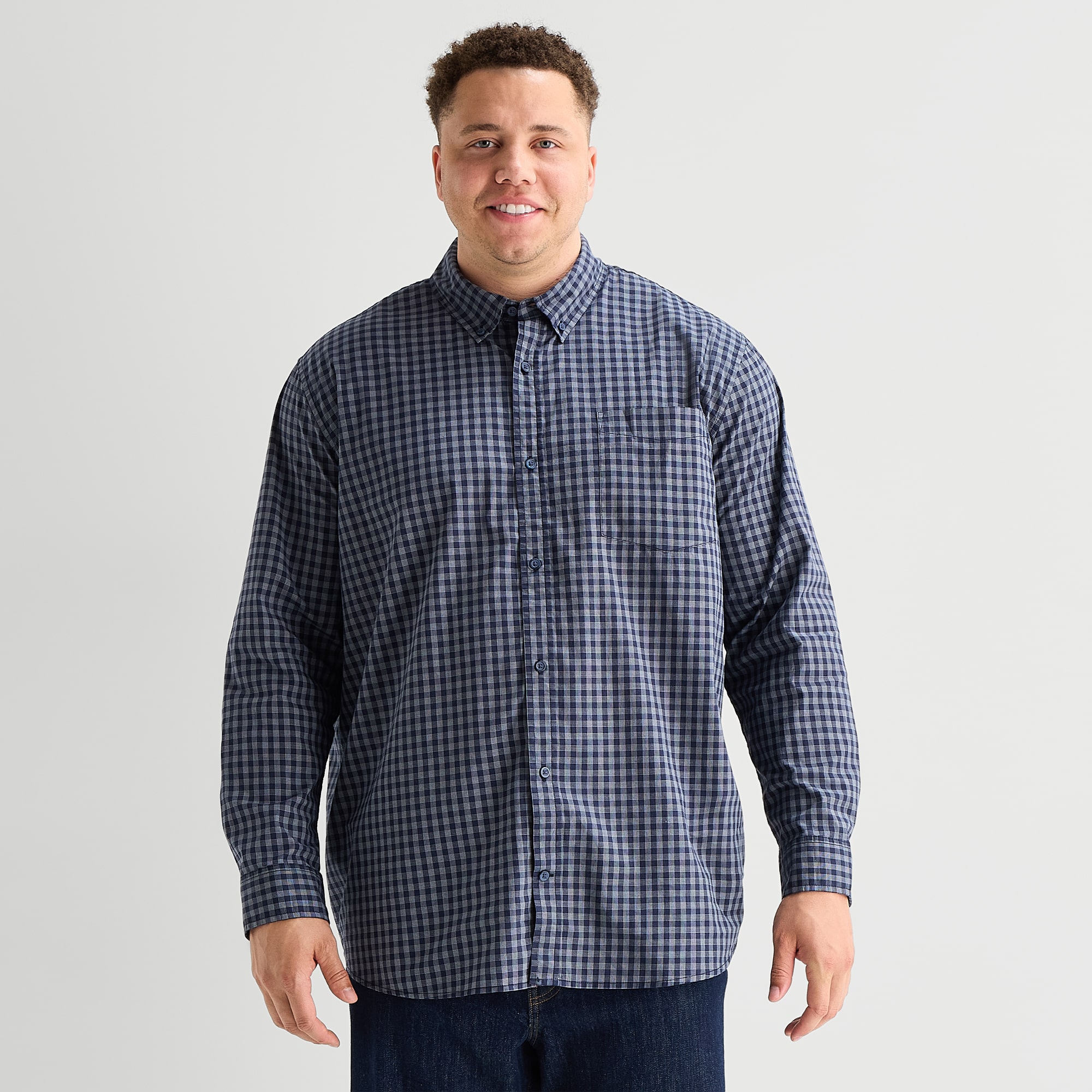 mutual weave Mens Long Sleeve Regular Fit Big and Tall Button-Down Shirt