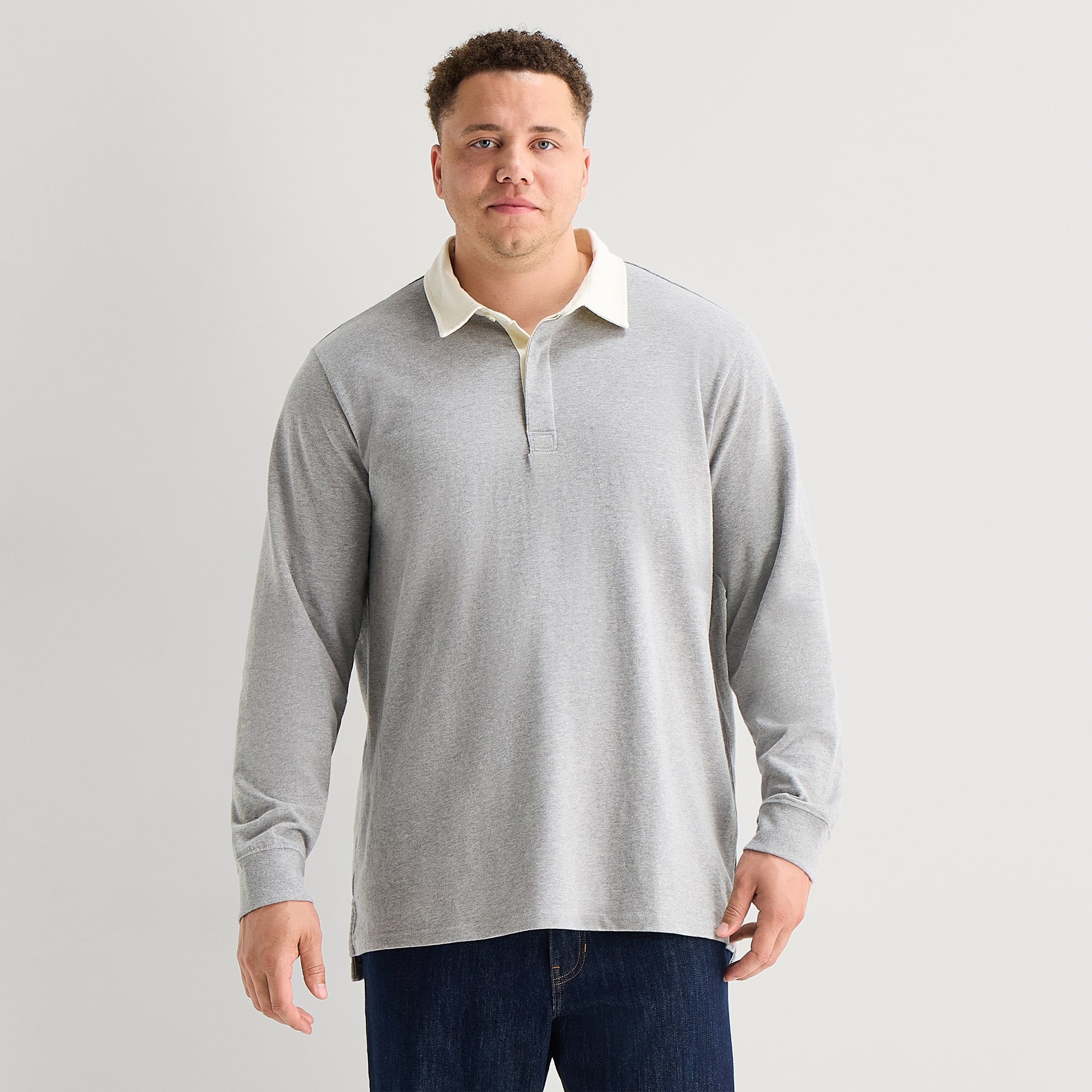 mutual weave Big and Tall Mens Regular Fit Long Sleeve Polo Shirt