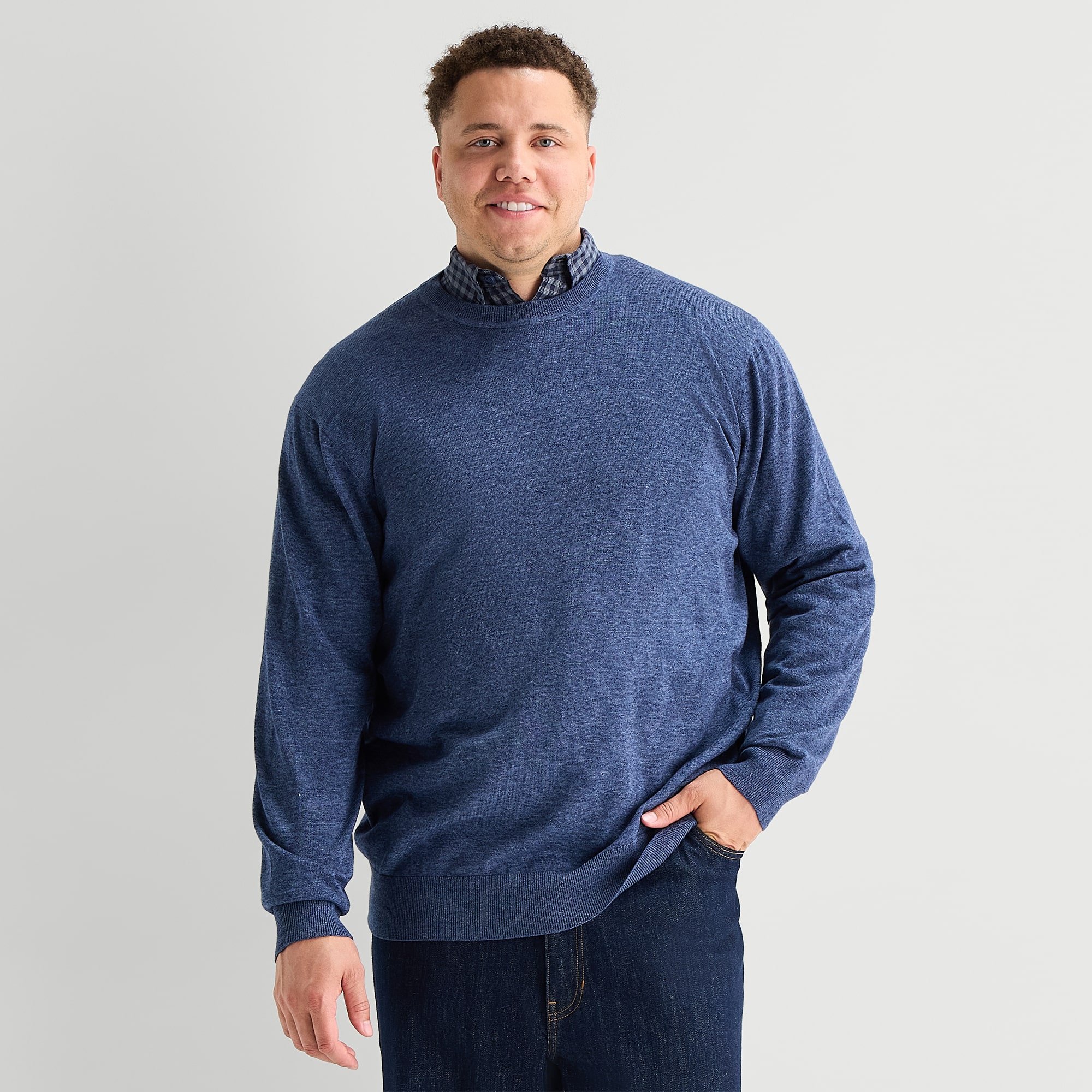 mutual weave Big and Tall Mens Crew Neck Long Sleeve Pullover Sweater