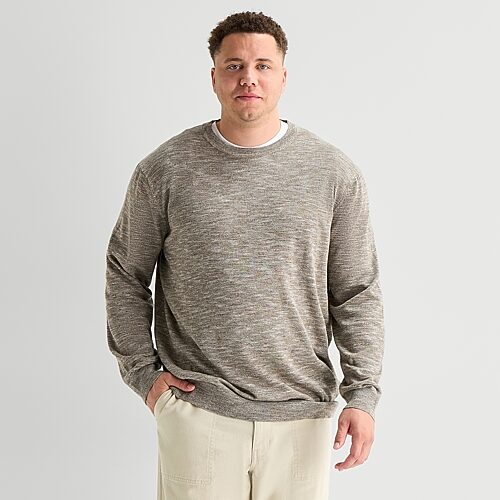 Mutual Weave Big And Tall Mens Crew Neck Long Sleeve Pullover Sweater In Brown