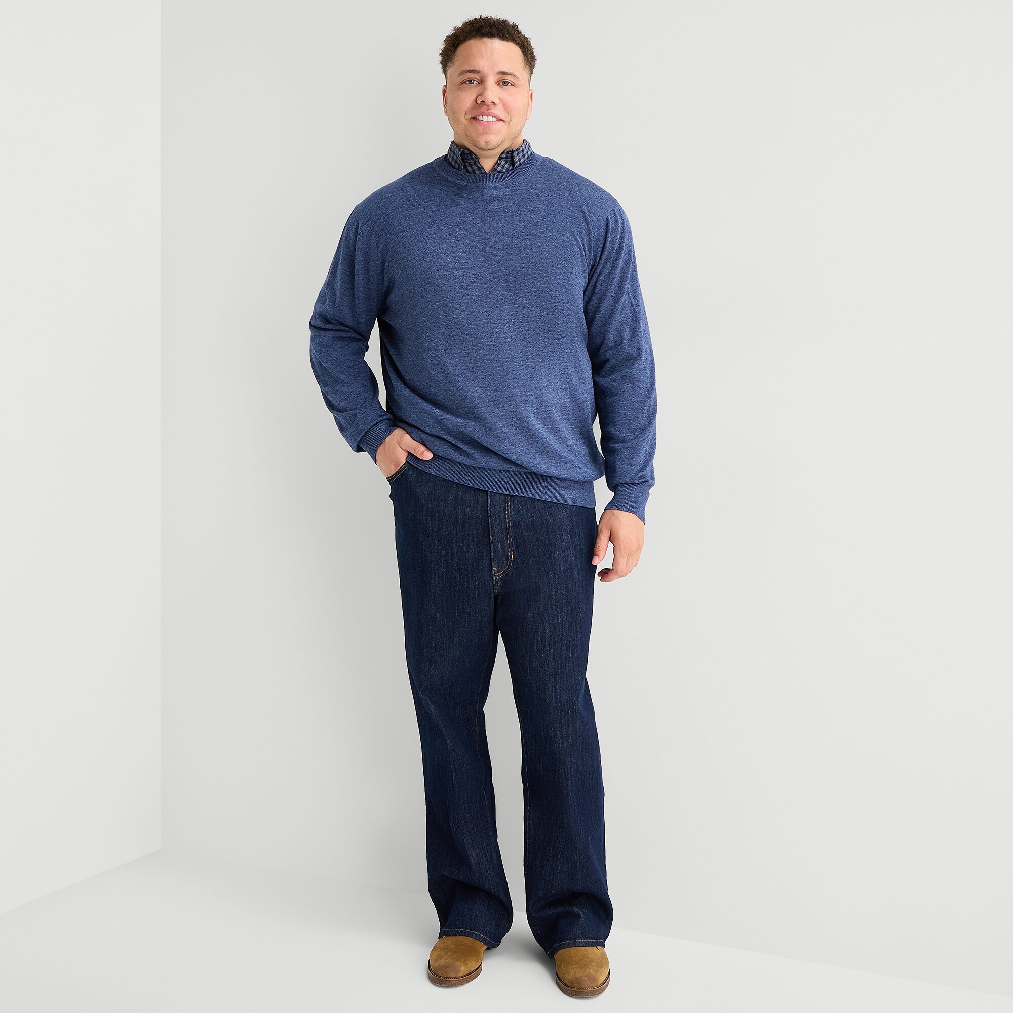 mutual weave Big and Tall Mens Crew Neck Long Sleeve Pullover Sweater