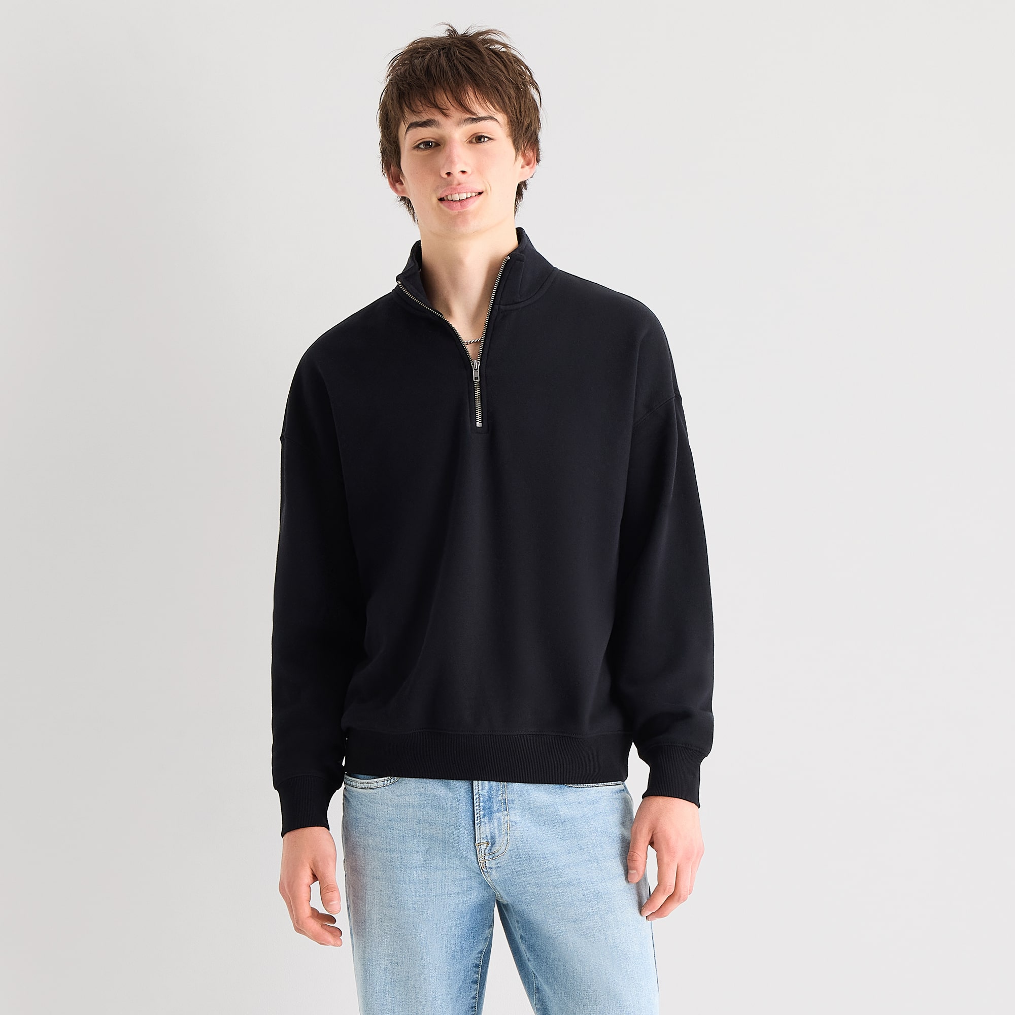 Arizona Mens Mock Neck Long Sleeve Quarter-Zip Pullover