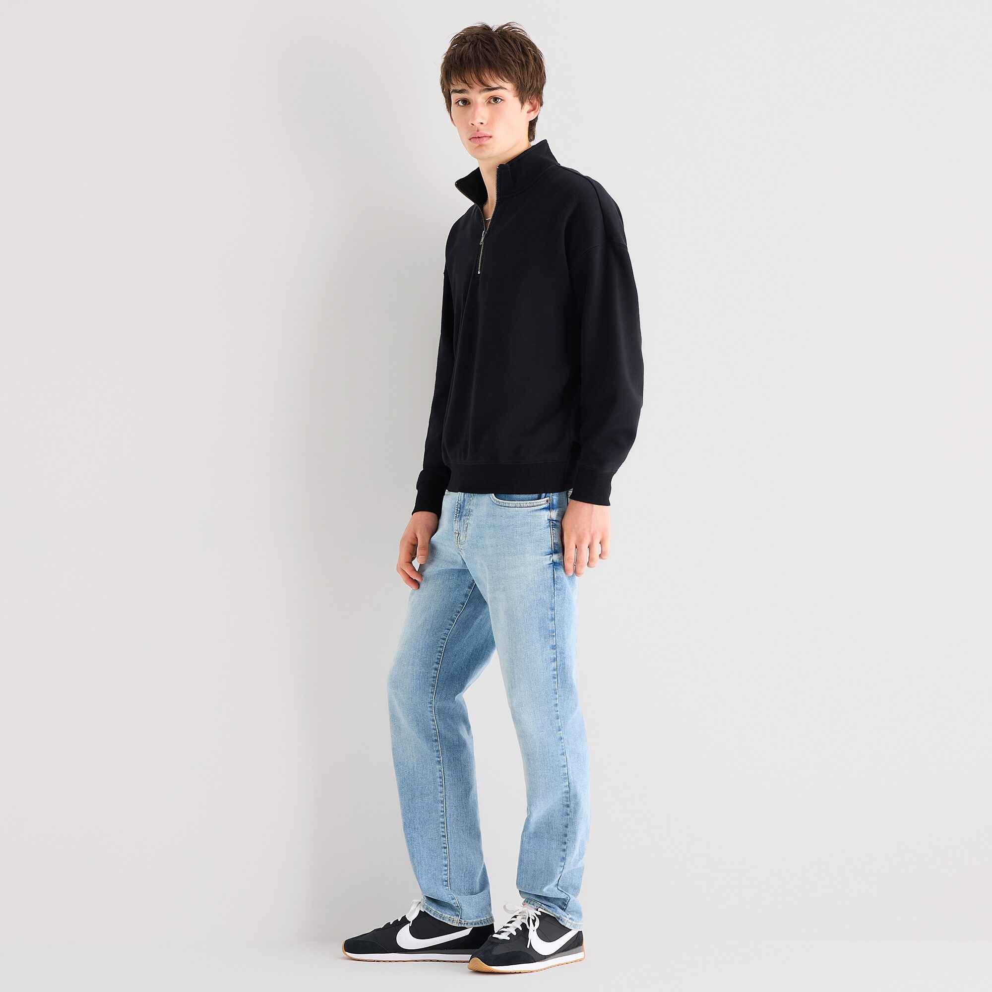 Arizona Mens Mock Neck Long Sleeve Quarter-Zip Pullover