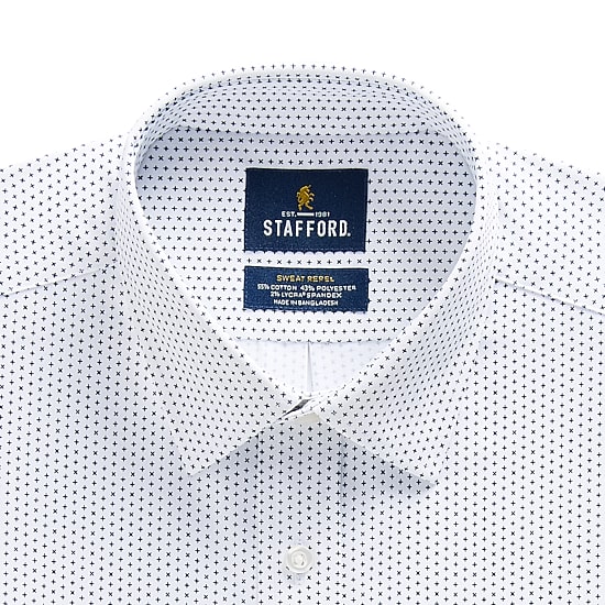 Stafford Sweat Repel Advanced Performance Mens Regular Fit Stretch Fabric Wrinkle Free Long Sleeve Dress Shirt