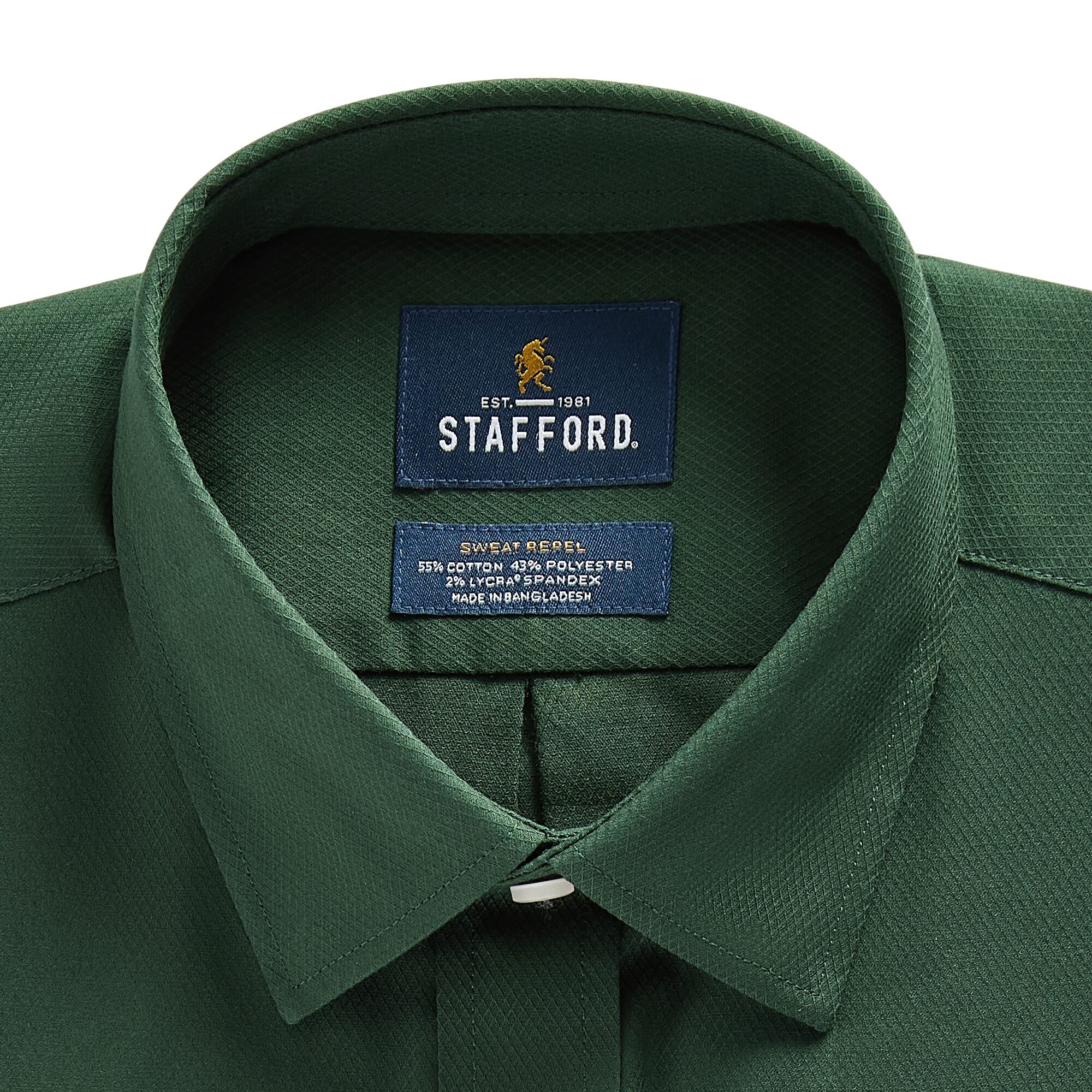 Stafford Sweat Repel Advanced Performance Mens Regular Fit Stretch Fabric Wrinkle Free Long Sleeve Dress Shirt