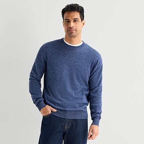Mutual Weave Mens Crew Neck Long Sleeve Pullover Sweater In Blue