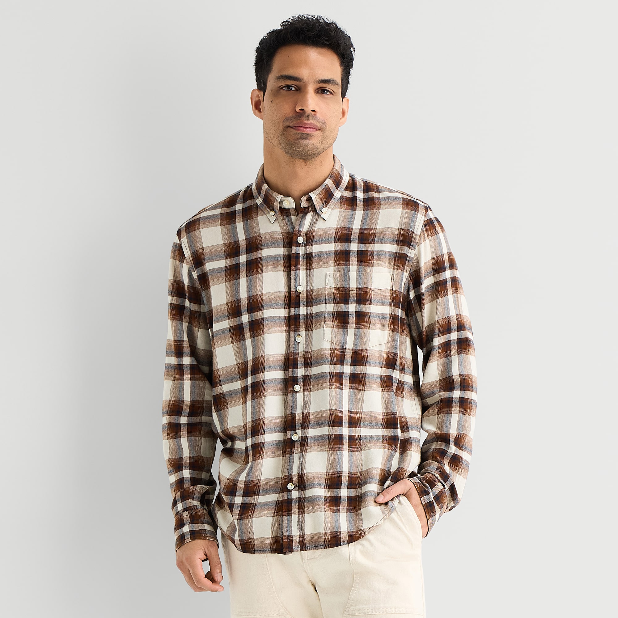 mutual weave Mens Long Sleeve Classic Fit Button-Down Shirt