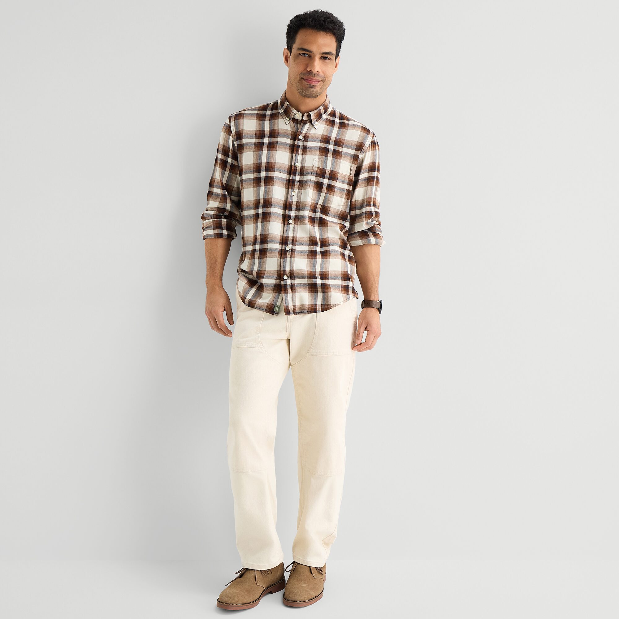 mutual weave Mens Long Sleeve Classic Fit Button-Down Shirt