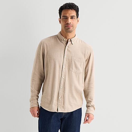 Mutual Weave Mens Long Sleeve Classic Fit Button-down Shirt In Gray