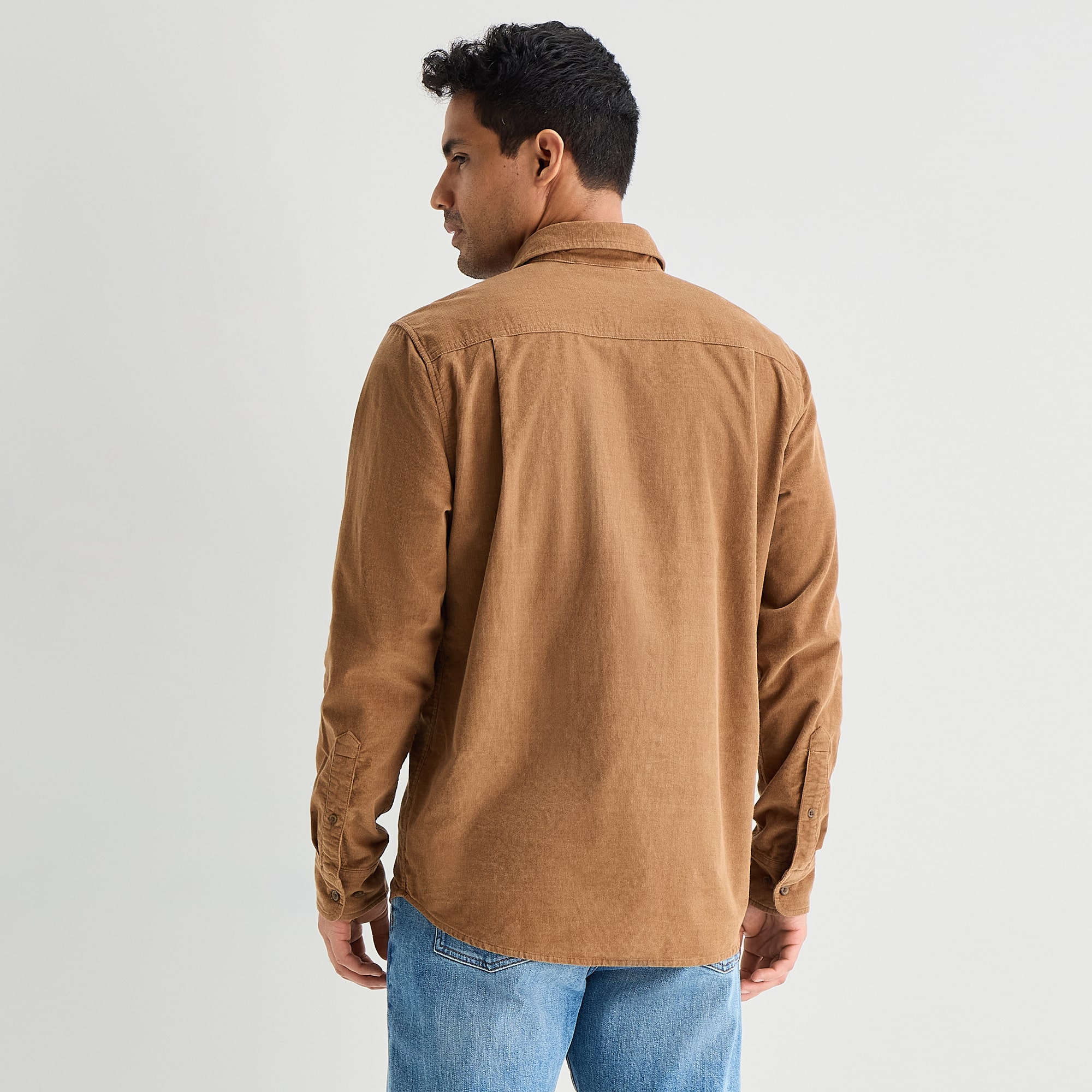 mutual weave Lightweight Corduroy\N Mens Long Sleeve Classic Fit Button-Down Shirt
