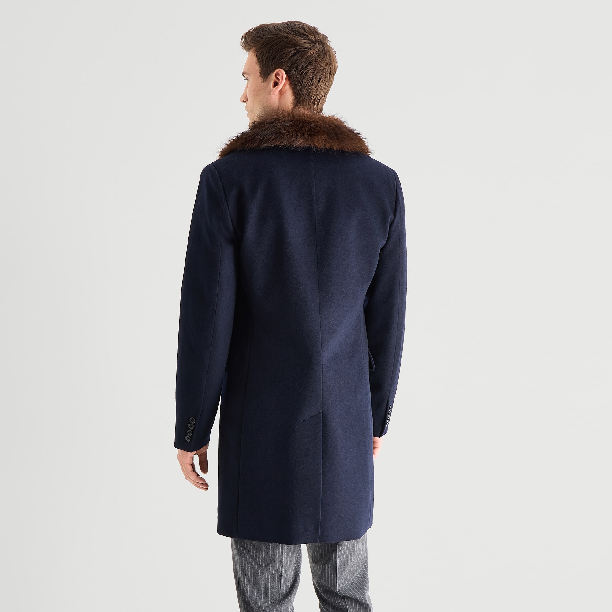 J. Ferrar Removeable Faux Fur Collar Mens Midweight Topcoat Coat