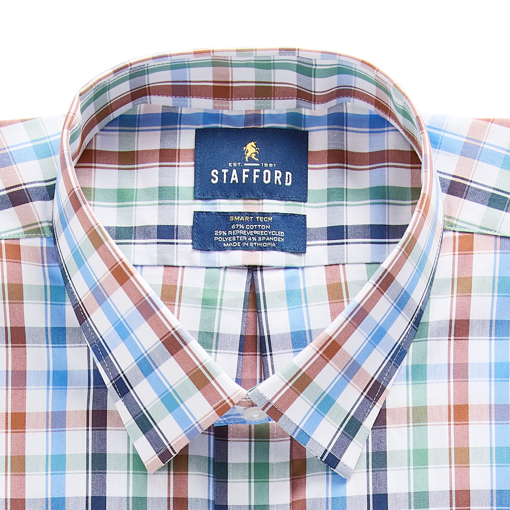 Stafford Big And Tall Smart Tech Mens Regular Fit Stretch Fabric Wrinkle Free Long Sleeve Dress Shirt