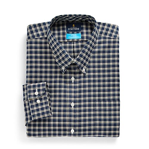 Stafford Coolmax All Season Ecomade Mens Regular Fit Stretch Fabric Wrinkle Free Long Sleeve Dress Shirt In Blue