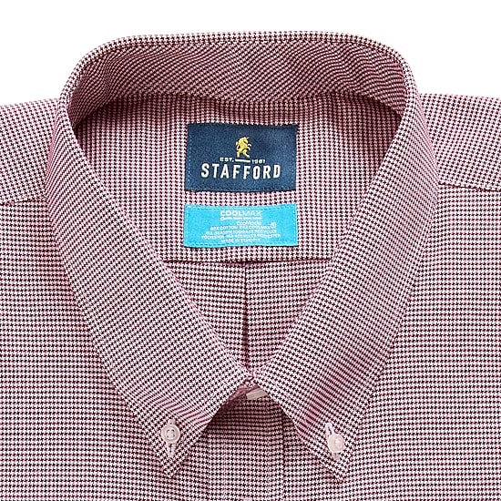 Stafford Coolmax All Season Ecomade Mens Regular Fit Stretch Fabric Wrinkle Free Long Sleeve Dress Shirt